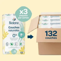 Biolane Pack 1 Mois de 132 Couches Ecologiques - T4