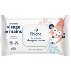 Biolane Paquet de 64 Lingettes Visage et Mains
