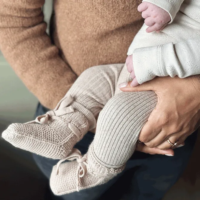Bonjour Little Chaussons en Laine Mérinos Noisette - 0/3 Mois