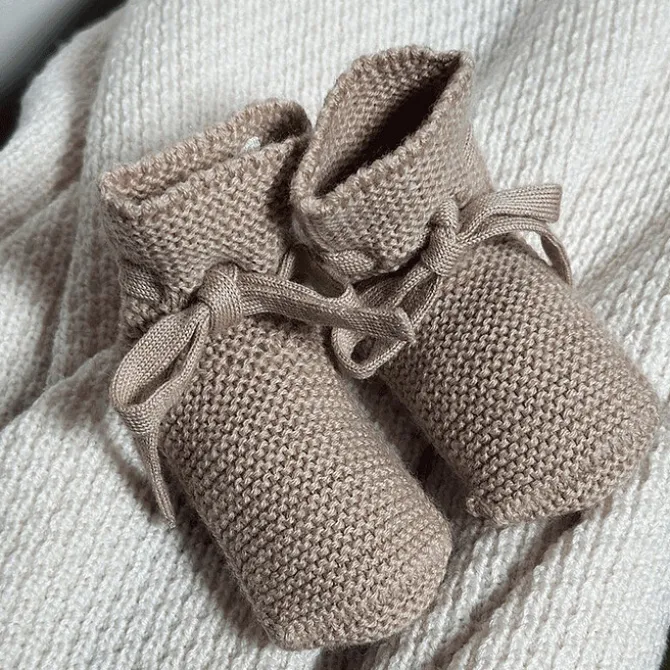 Bonjour Little Chaussons en Laine Mérinos Noisette - 0/3 Mois