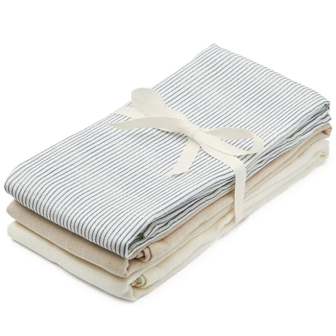 Camcam Copenhagen Lot de 3 Langes - Mix Classic Stripes Blue
