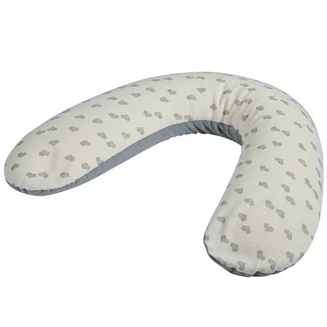 Candide Coussin de Maternité et d'Allaitement Jersey - Coeurs Gris
