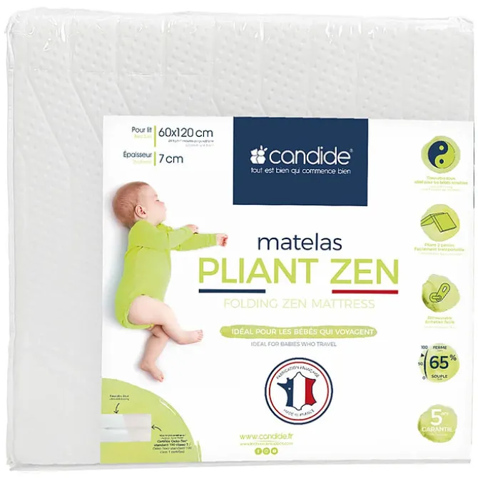 Candide Matelas Pliant Zen - 60 x 120 cm - Oeko-Tex