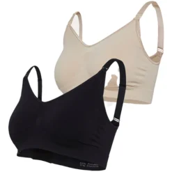 carriwell Lot de 2 Soutien-gorges de Grossesse et d'Allaitement Sans Coutures Noir et Chair - L