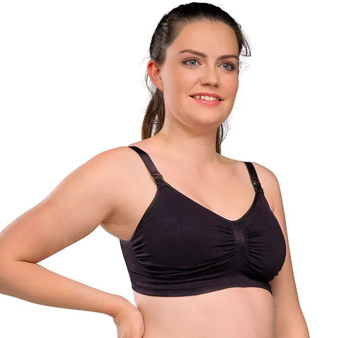 carriwell Soutien-gorge de Grossesse et d'Allaitement Rembourré Sans Coutures Noir - S