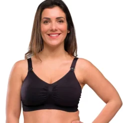 carriwell Soutien-gorge de Grossesse et d'Allaitement Rembourré Sans Coutures Noir - S