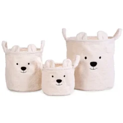 Childhome Lot de 3 Paniers - Teddy Ecru