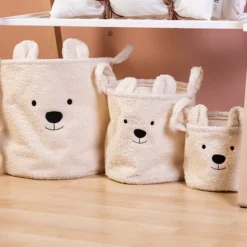 Childhome Lot de 3 Paniers - Teddy Ecru