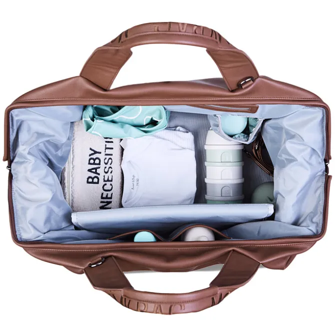 Childhome Mommy Bag Large Signature Similicuir - Marron Foncé