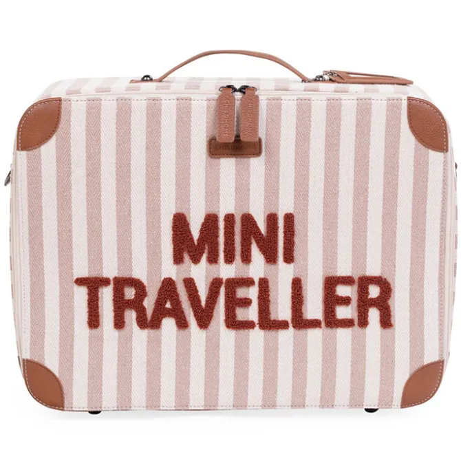 Childhome Valise Mini Traveller - Rayures Nude Terracotta