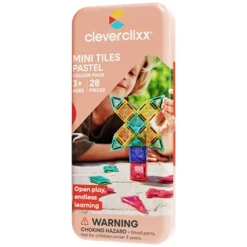 Cleverclixx Kit de 28 Mini Tuiles Aimantées de Voyage Pastel
