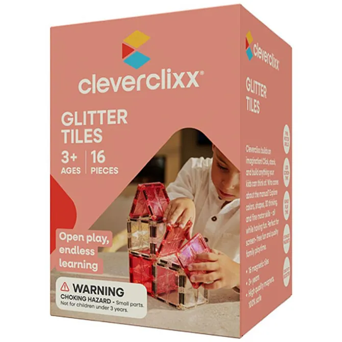 Cleverclixx Kit de 16 Tuiles Aimantées Pailletées