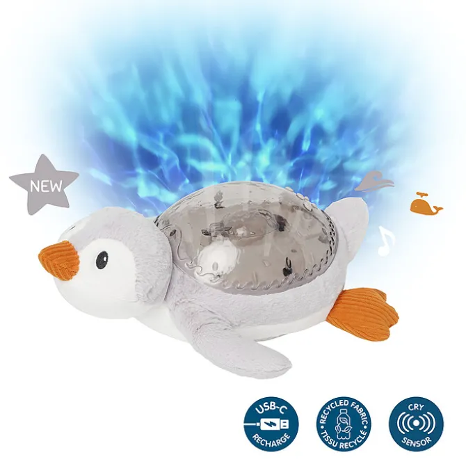 Cloud b Peluche Veilleuse Rechargeable Tranquil Penguin - Grey