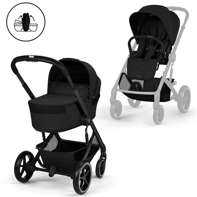 Cybex Pack Poussette Balios S Lux 2026 + Nacelle Pliable - Moon Black