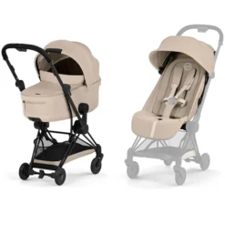 Cybex Pack Poussette Coyä Confort 2026 Matt Black + Nacelle Pliable- Cozy Beige