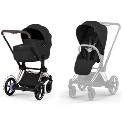 Cybex Pack Poussette e-Priam Confort Rosegold + Nacelle pliable - Sepia Black