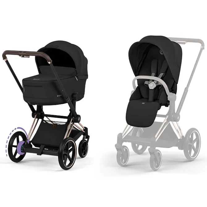 Cybex Pack Poussette e-Priam Confort Rosegold + Nacelle pliable - Sepia Black