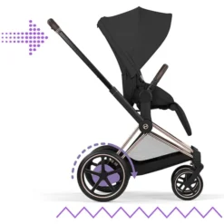 Cybex Pack Poussette e-Priam Confort Rosegold + Nacelle pliable - Sepia Black