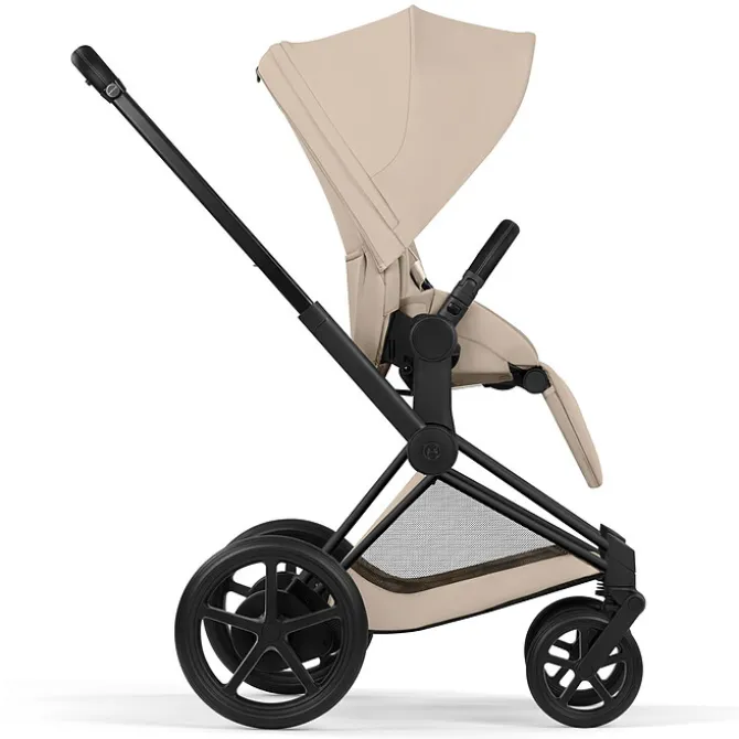 Cybex Pack Poussette e-Priam Confort Matt Black + Nacelle Pliable - Cozy Beige