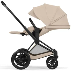 Cybex Pack Poussette e-Priam Confort Matt Black + Nacelle Pliable - Cozy Beige