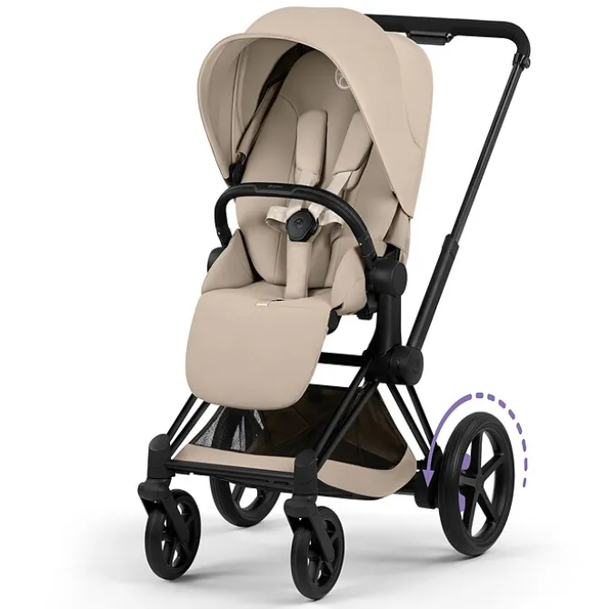 Cybex Pack Poussette e-Priam Confort Matt Black + Nacelle Pliable - Cozy Beige
