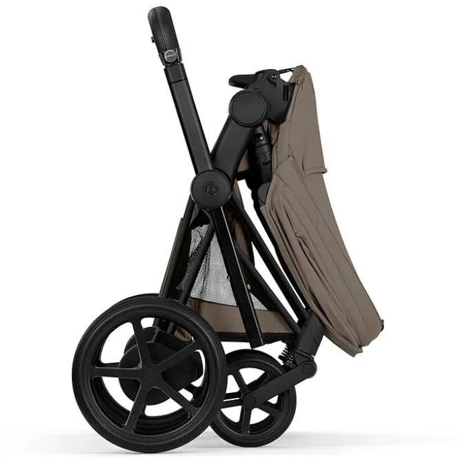 Cybex Pack Poussette e-Priam Confort Matt Black + Nacelle Pliable - Coconut Brown
