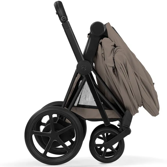 Cybex Pack Poussette e-Priam Confort Matt Black + Nacelle Pliable - Coconut Brown