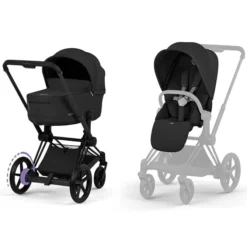 Cybex Pack Poussette e-Priam Confort Matt Black + Nacelle Pliable - Sepia Black