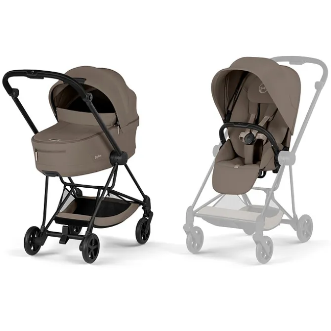 Cybex Pack Poussette Mios Confort 2026 Matt Black + Nacelle Pliable - Coconut Brown