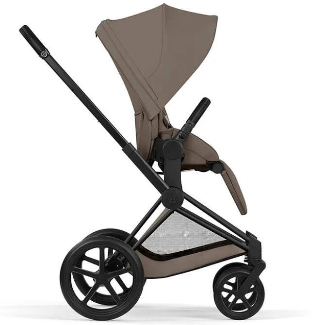 Cybex Pack Poussette Priam Confort Matt Black + Nacelle Pliable - Coconut Brown