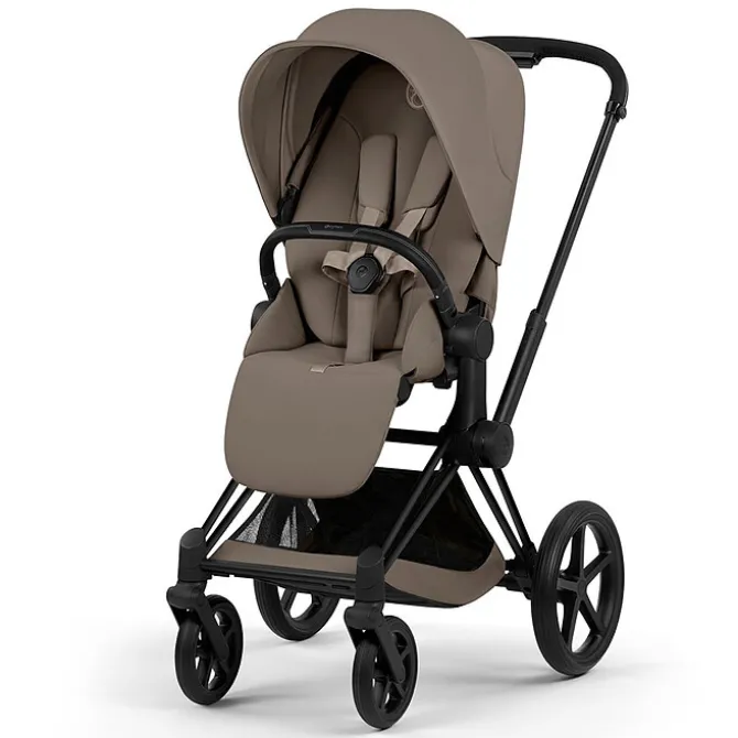 Cybex Pack Poussette Priam Confort Matt Black + Nacelle Pliable - Coconut Brown