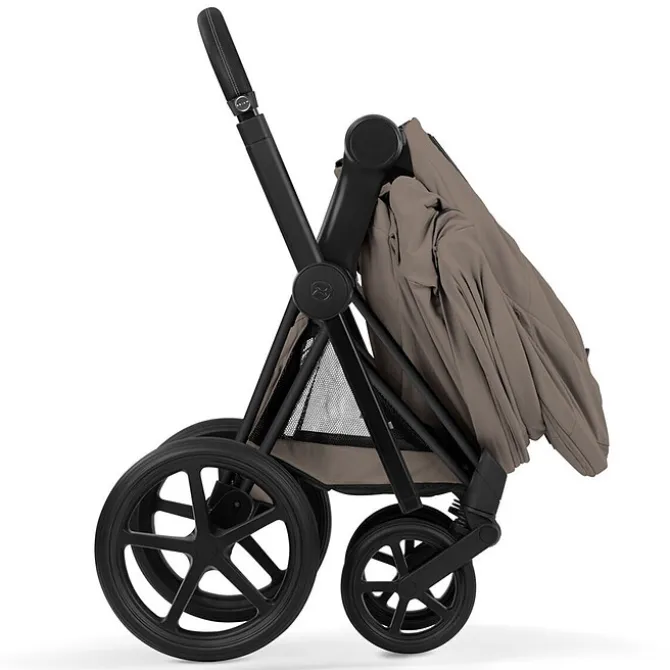 Cybex Pack Poussette Priam Confort Matt Black + Nacelle Pliable - Coconut Brown