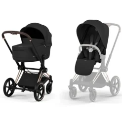 Cybex Pack Poussette Priam Confort Rosegold + Nacelle Pliable- Sepia Black