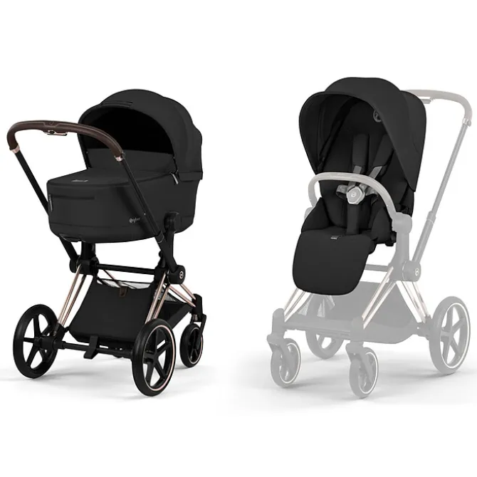 Cybex Pack Poussette Priam Confort Rosegold + Nacelle Pliable- Sepia Black