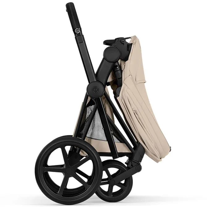 Cybex Pack Poussette Priam Confort Matt Black + Nacelle Pliable - Cozy Beige