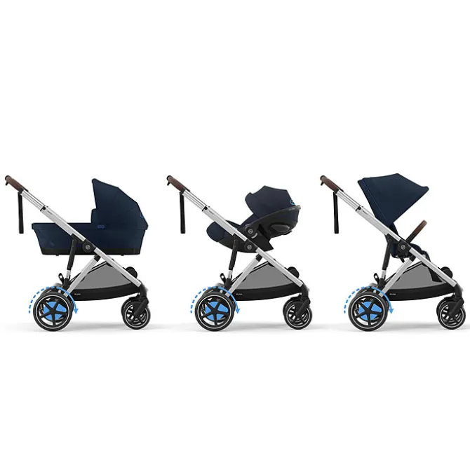 Cybex Poussette Evolutive e-Gazelle S Châssis Silver - Ocean Blue