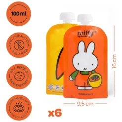 didobaby Lot de 6 Gourdes Réutilisables - Miffy x Didobaby