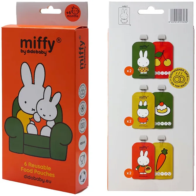 didobaby Lot de 6 Gourdes Réutilisables - Miffy x Didobaby