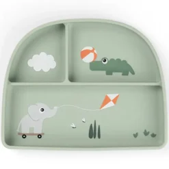 Done by Deer Assiette Stick & Stay Compartimentée - Playground Vert