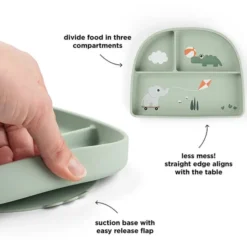 Done by Deer Assiette Stick & Stay Compartimentée - Playground Vert