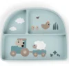 Done by Deer Assiette Stick & Stay Compartimentée - Tiny Farm Bleu