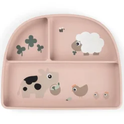 Done by Deer Assiette Stick & Stay Compartimentée - Tiny Farm Rose
