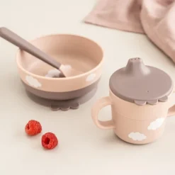 Done by Deer Coffret Premier Repas 3 Pièces Foodie - Happy Clouds Rose