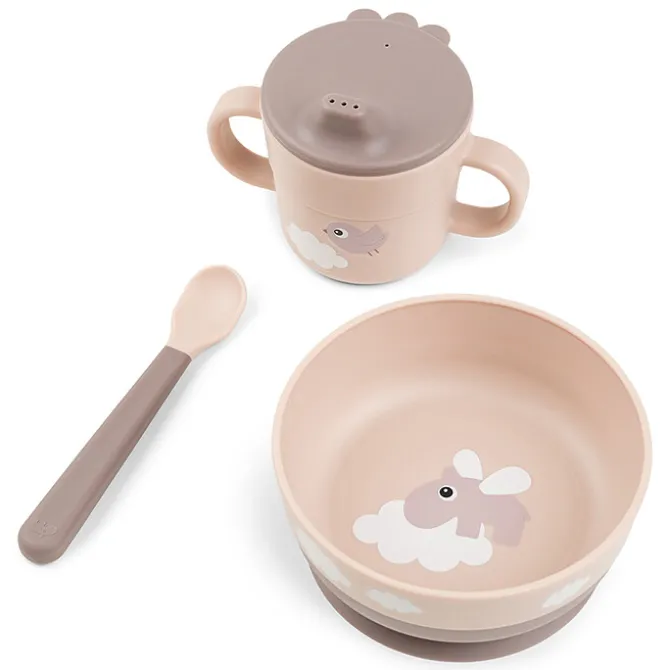 Done by Deer Coffret Premier Repas 3 Pièces Foodie - Happy Clouds Rose
