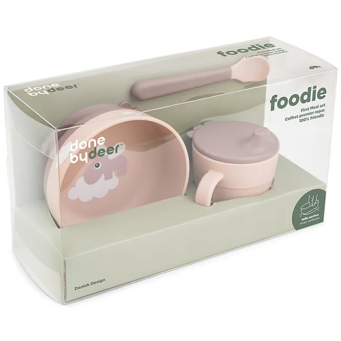 Done by Deer Coffret Premier Repas 3 Pièces Foodie - Happy Clouds Rose