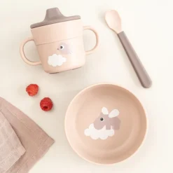 Done by Deer Coffret Premier Repas 3 Pièces Foodie - Happy Clouds Rose