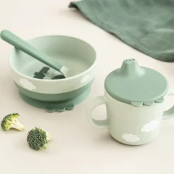 Done by Deer Coffret Premier Repas 3 Pièces Foodie - Happy Clouds Verts