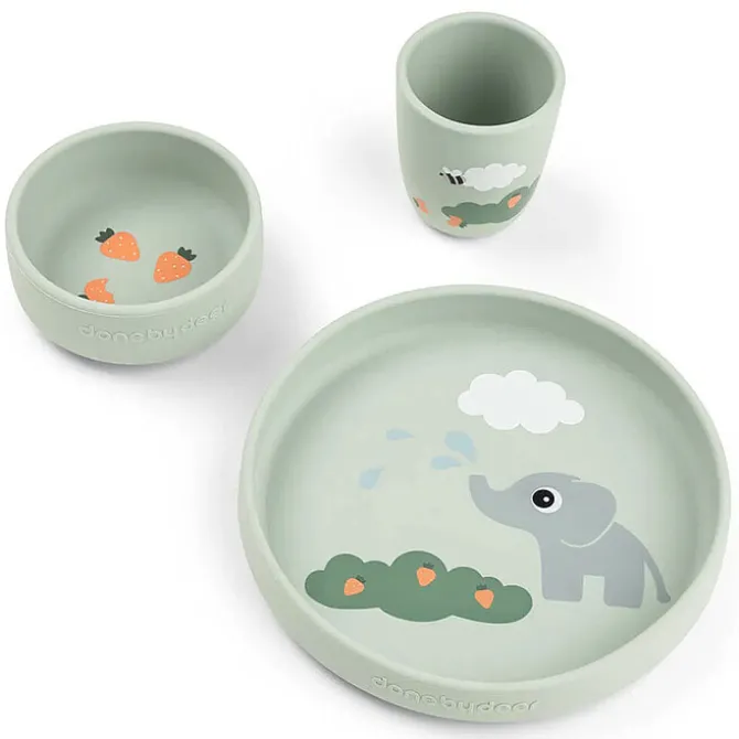 Done by Deer Coffret Repas 3 Pièces Stick & Stay - Elphee Vert