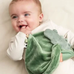 Done by Deer Doudou Plat avec Attache Sucette - Croco Vert