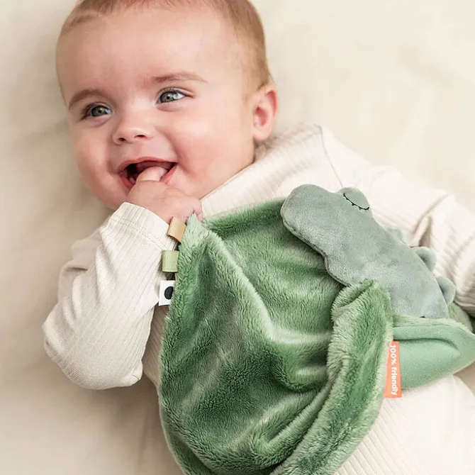 Done by Deer Doudou Plat avec Attache Sucette - Croco Vert